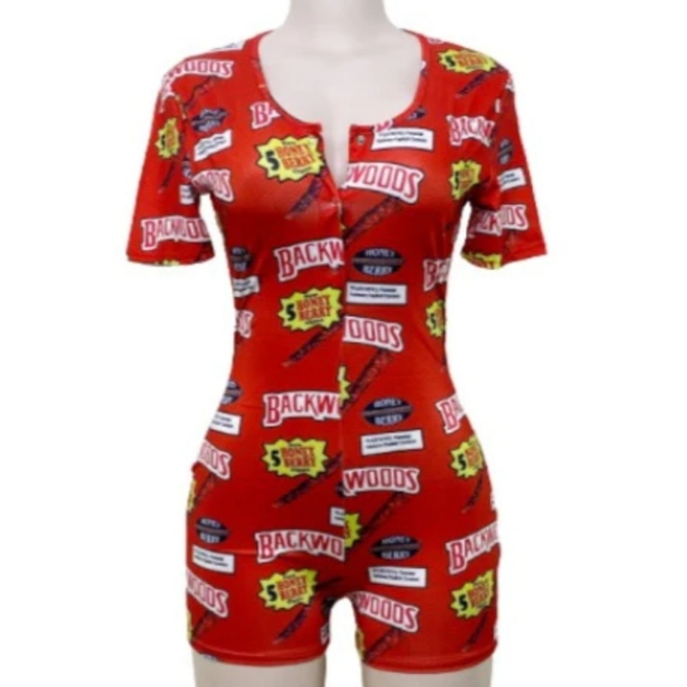 Short-sleeved Red Backwoods Onesie